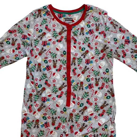 CHRISTMAS woman's size large L santa deer one piece holiday morning pajamas pjs - Picture 12 of 12